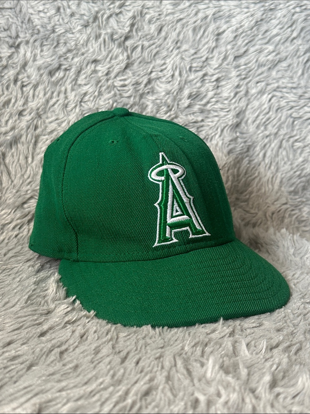 New Era Green Fitted Angels Cap with White Embroidery